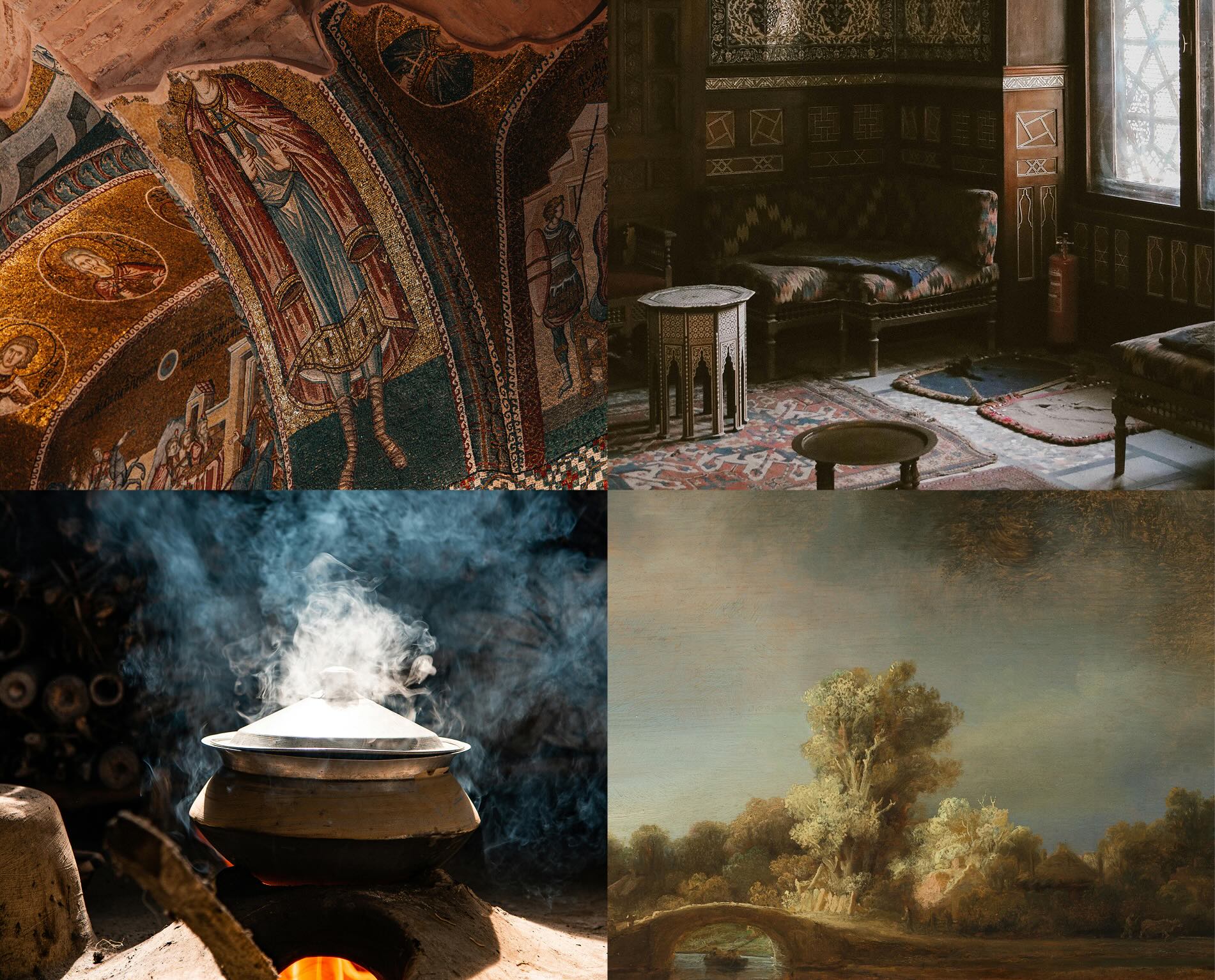 Collage of immersive travel theme imagery